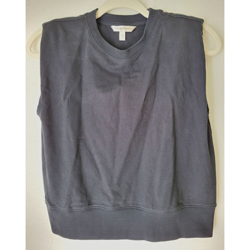 Banana Republic Black Structured Shoulder Sleeveless Crewneck XS 100% Cotton